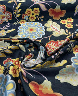 Onyx Jacquard Floral Wonder Brocade Fabric - Floral Blend Onyx Background, 62" Width (1 Yard)