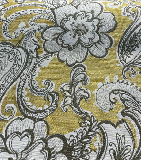 Swavelle Paisley Life Chenille Upholstery Fabric - Golden Yellow Paisley, 58" Width (1 Yard)