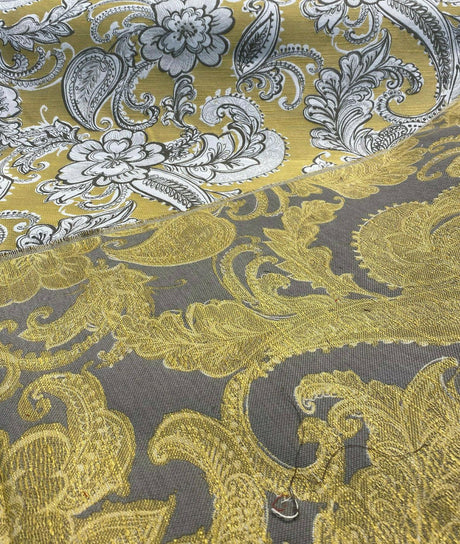 Swavelle Paisley Life Chenille Upholstery Fabric - Golden Yellow Paisley, 58" Width (1 Yard)