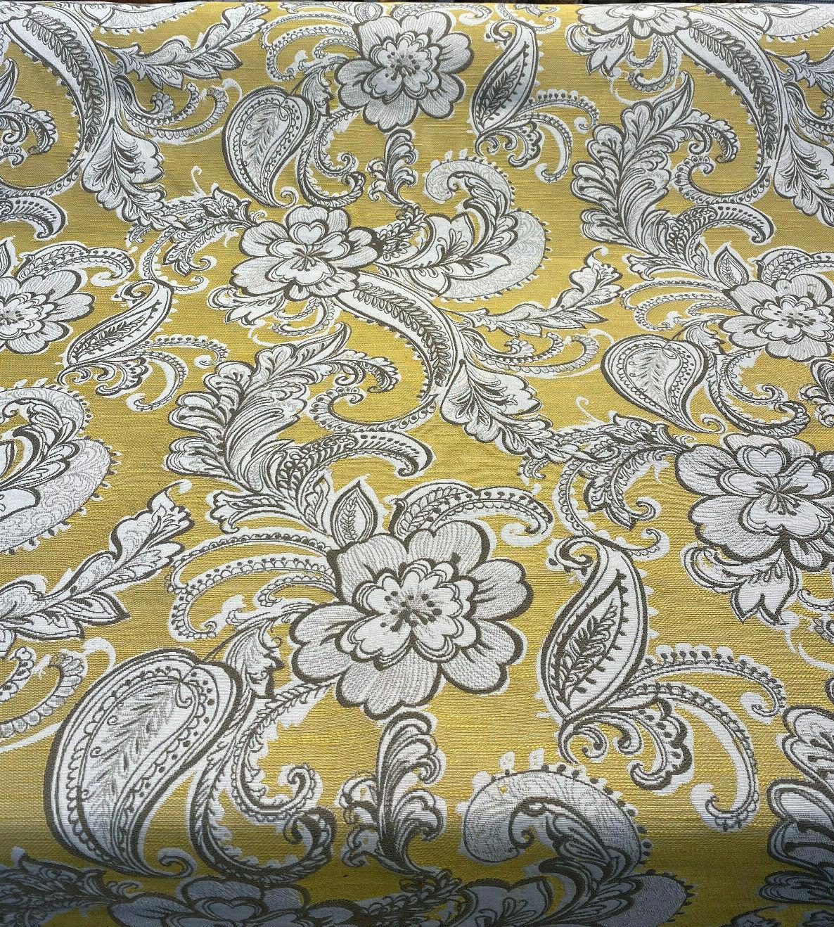 Swavelle Paisley Life Chenille Upholstery Fabric - Golden Yellow Paisley, 58" Width (1 Yard)