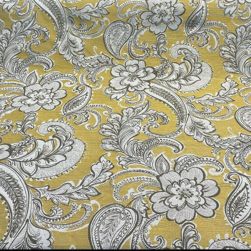 Swavelle Paisley Life Chenille Upholstery Fabric - Golden Yellow Paisley, 58" Width (1 Yard)
