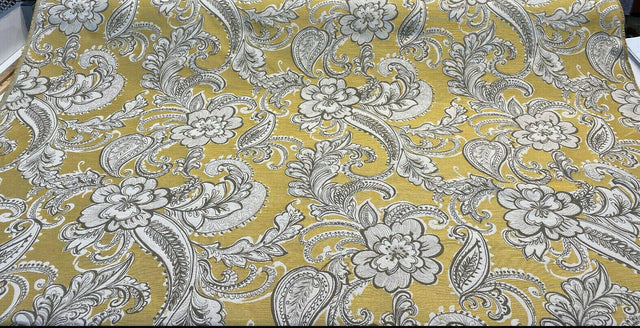 Swavelle Paisley Life Chenille Upholstery Fabric - Golden Yellow Paisley, 58" Width (1 Yard)
