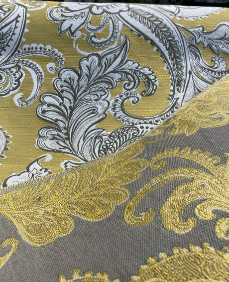 Swavelle Paisley Life Chenille Upholstery Fabric - Golden Yellow Paisley, 58" Width (1 Yard)