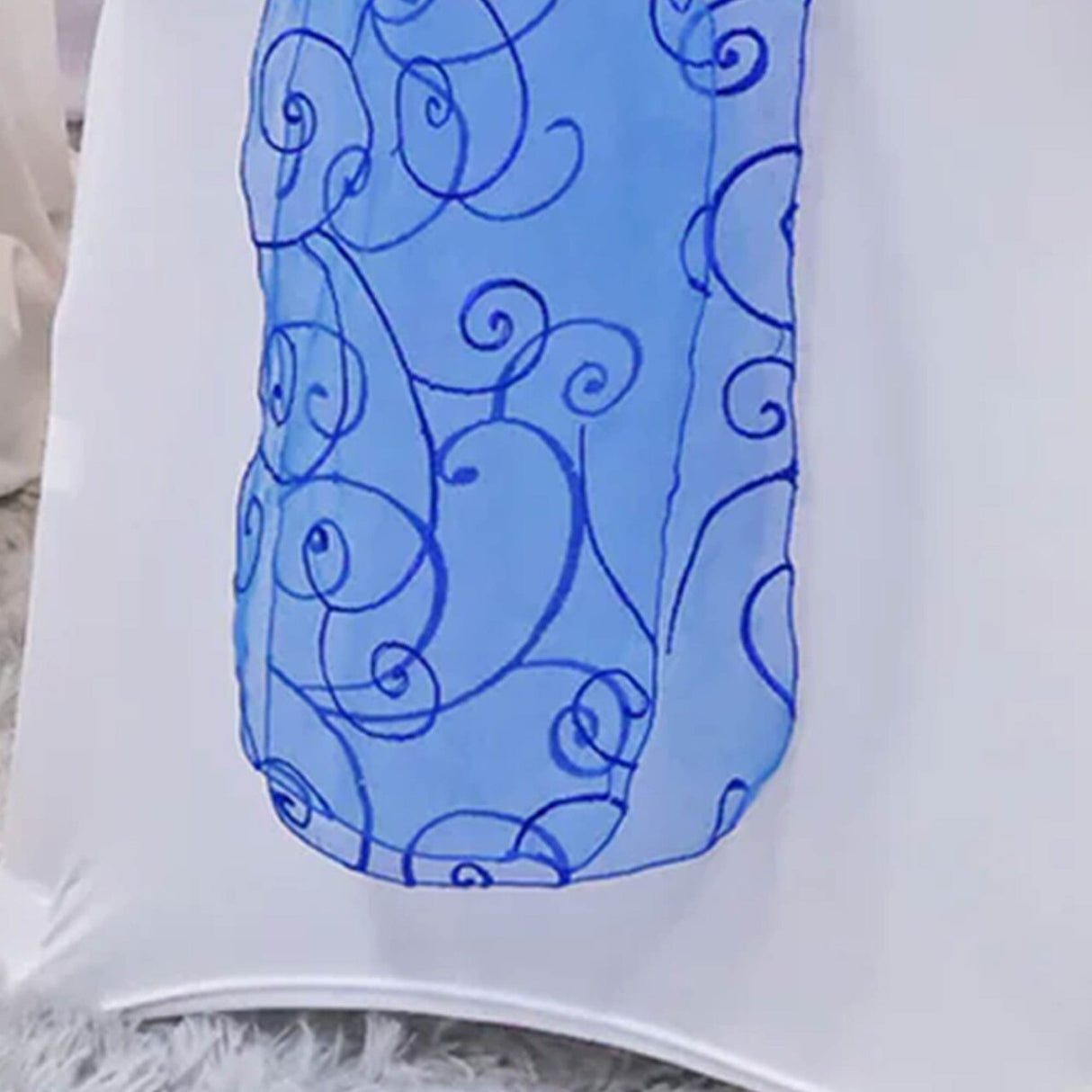 10 Pieces Royal Blue Embroidered Organza Chair Sashes 8"x108" Elegant Wedding & Event Decor