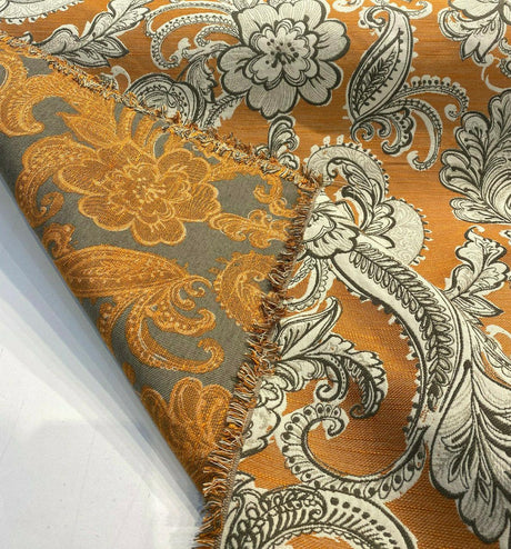 Swavelle Paisley Life Chenille Upholstery Fabric - Burnt Orange Paisley, 58" Width (1 Yard)