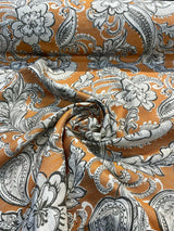 Swavelle Paisley Life Chenille Upholstery Fabric - Burnt Orange Paisley, 58" Width (1 Yard)