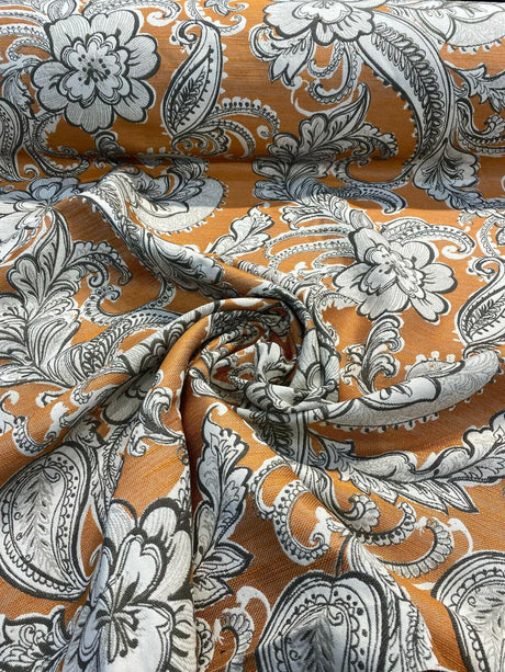 Swavelle Paisley Life Chenille Upholstery Fabric - Burnt Orange Paisley, 58" Width (1 Yard)