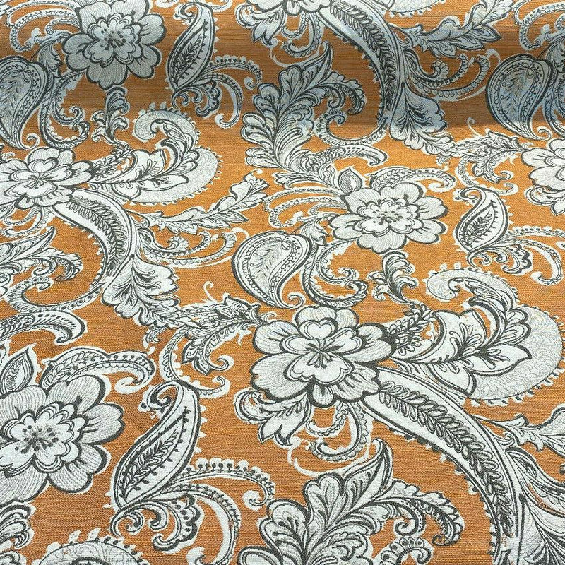 Swavelle Paisley Life Chenille Upholstery Fabric - Burnt Orange Paisley, 58" Width (1 Yard)