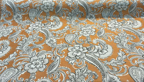 Swavelle Paisley Life Chenille Upholstery Fabric - Burnt Orange Paisley, 58" Width (1 Yard)