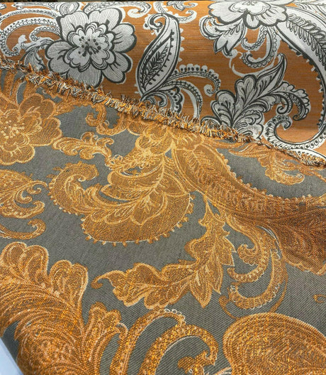 Swavelle Paisley Life Chenille Upholstery Fabric - Burnt Orange Paisley, 58" Width (1 Yard)