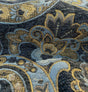 Barrow Reverly Chenille Fabric - Prussian Paisley, Dark Charcoal Brown With Blue And Gold Design, 27" Horizontal Repeat, 22" Vertical Repeat (1 Yard)