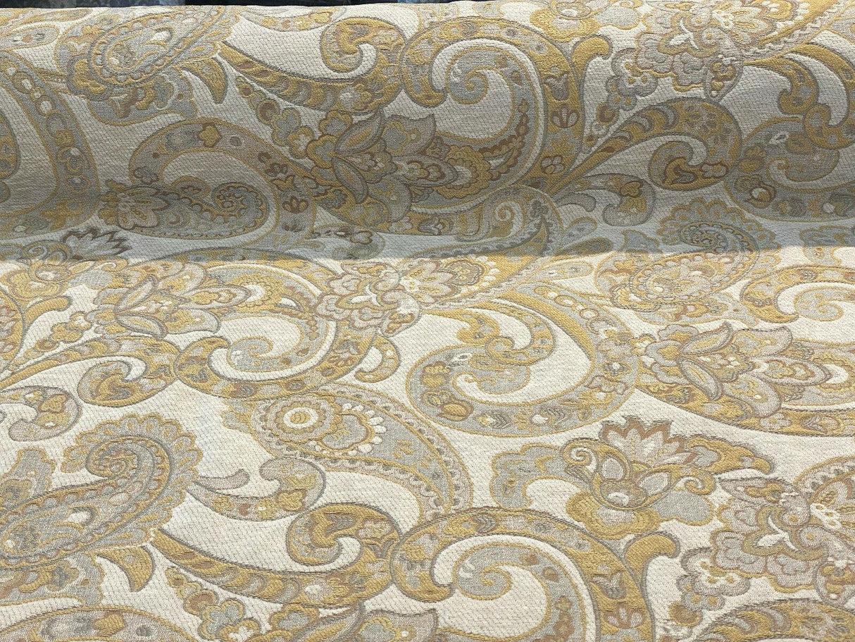 Barrow Reverly Chenille Fabric - Porcelain Beige Paisley, 54" Width (1 Yard)