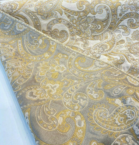 Barrow Reverly Chenille Fabric - Porcelain Beige Paisley, 54" Width (1 Yard)