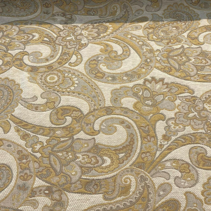 Barrow Reverly Chenille Fabric - Porcelain Beige Paisley, 54" Width (1 Yard)
