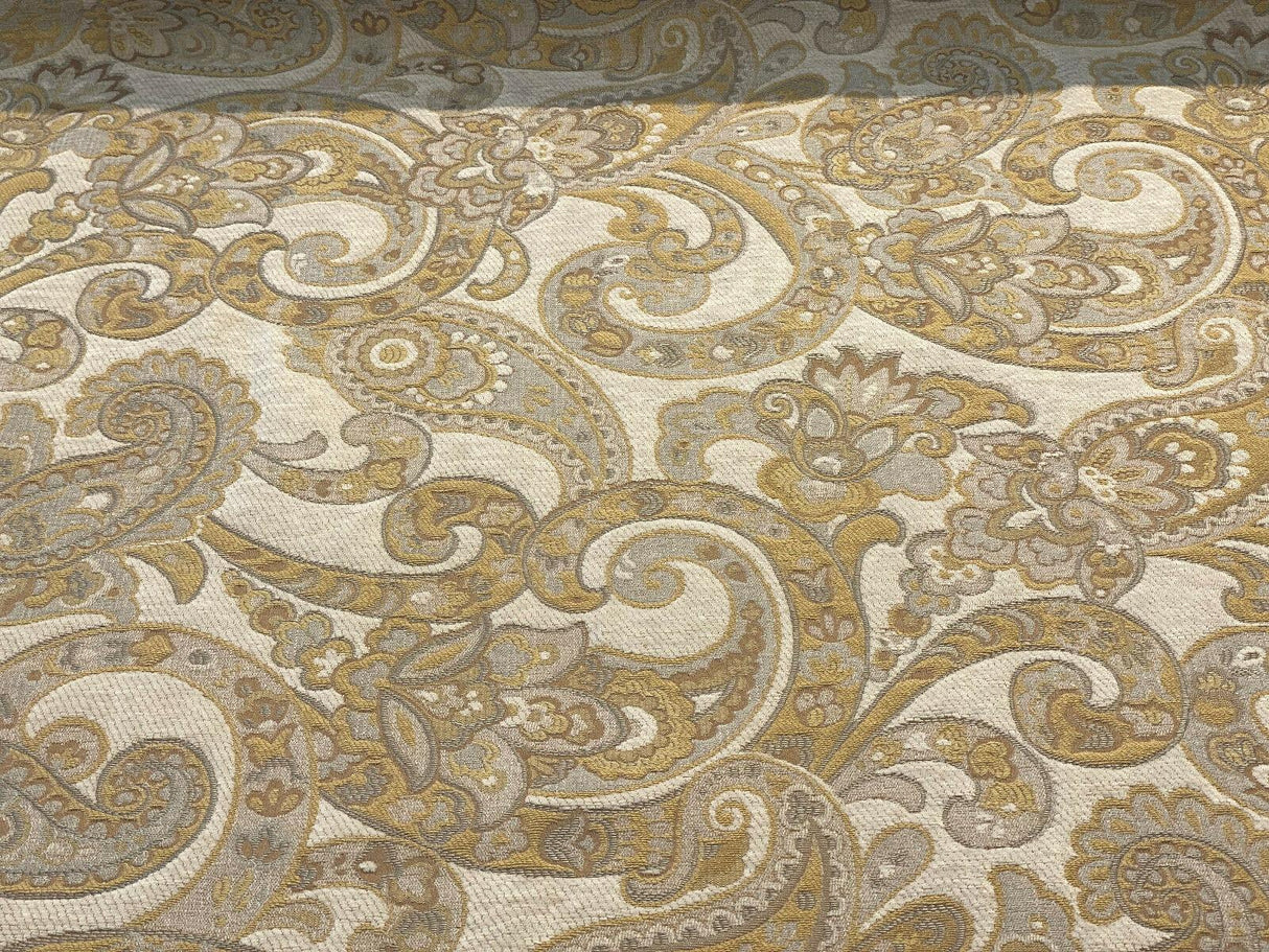 Barrow Reverly Chenille Fabric - Porcelain Beige Paisley, 54" Width (1 Yard)
