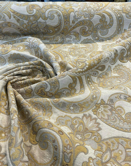 Barrow Reverly Chenille Fabric - Porcelain Beige Paisley, 54" Width (1 Yard)
