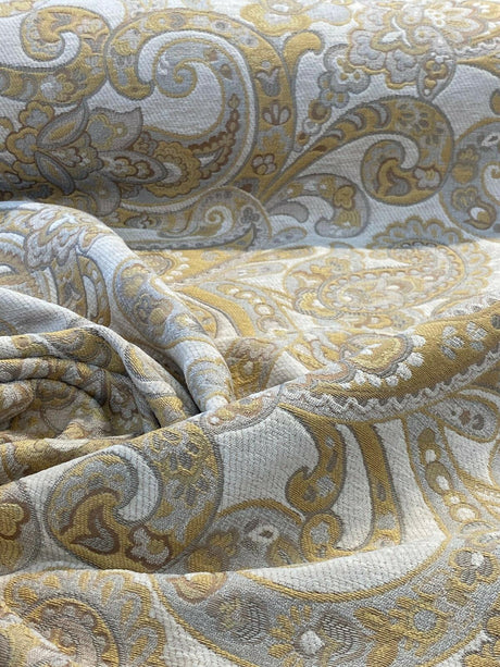 Barrow Reverly Chenille Fabric - Porcelain Beige Paisley, 54" Width (1 Yard)