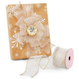 Gold Dots On Sheer Organza Wired Ribbon 2 1/2 '' X 10 yd - 1 / ROLL