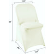 Ivory Spandex Stretchable Folding Chair Covers - Ivory Stretch Fabric, Chair Cover, Party Wedding Event Decor, 16" Tall X 36" Long