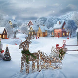 Warm White LED Reindeer with Sleigh, Sparkling Outdoor Christmas Decor
