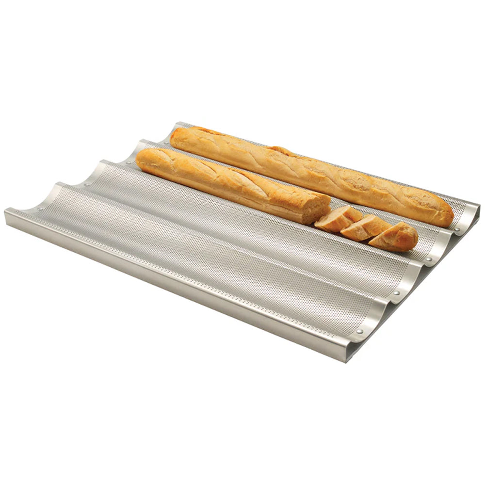 Winco 4 Channel Perforated Non Stick Baguette Pan