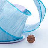 Faux Raw Silk Dupioni Ribbon 2 1/2 '' X 10 yd Light Aqua Color 1 / roll