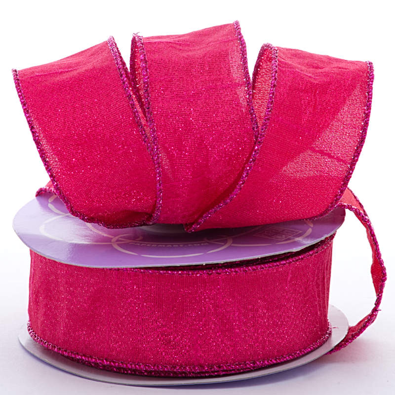 Vibrant Metallic Ribbon 2 1/2 '' X 10 yd Shocking Pink Color 1 / roll