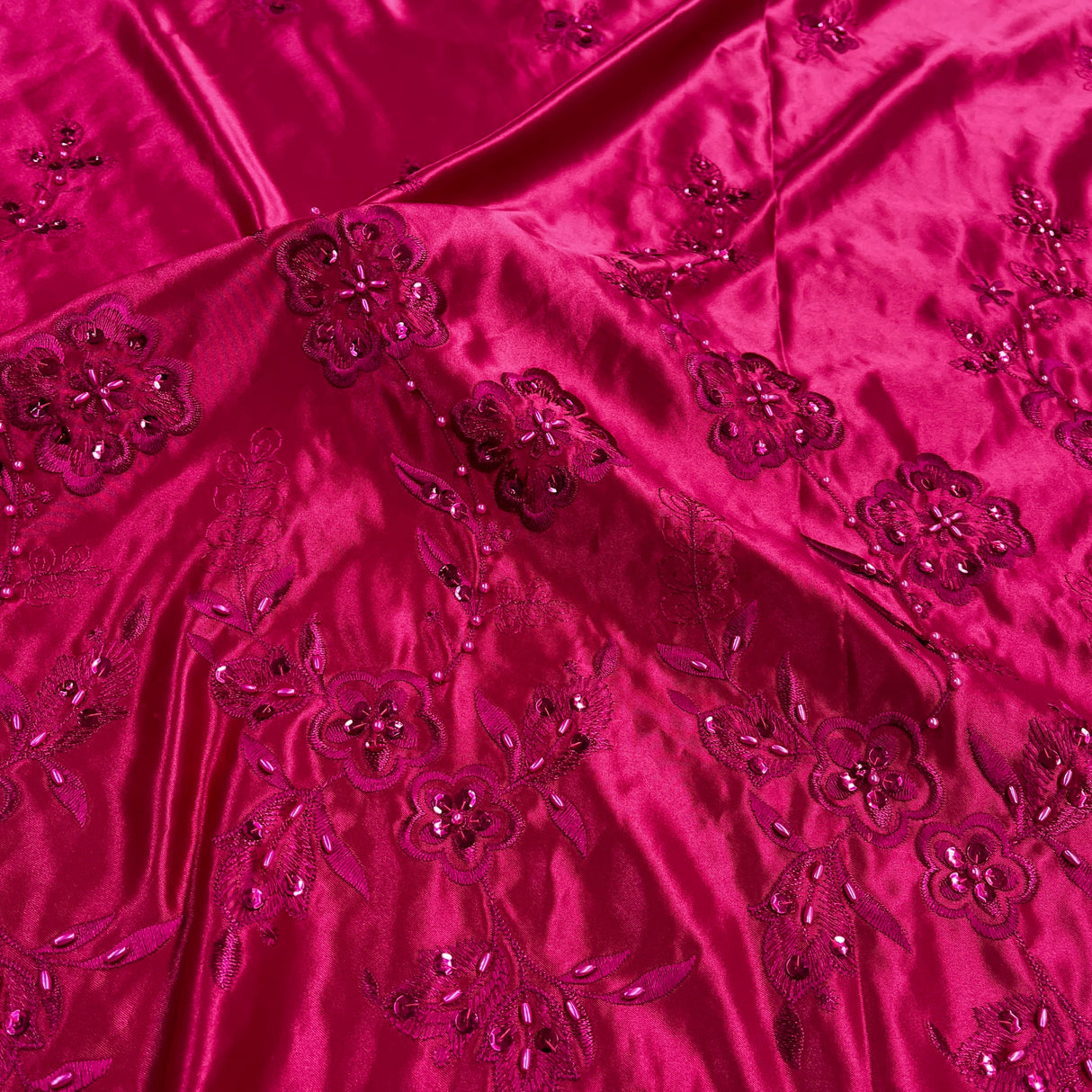 Beaded Bridal Lace Fabric on Satin