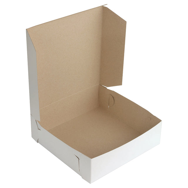 O'Creme White One Piece Square Cake Box, 8" x 8" x 2.5" - Pack of 10