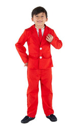 Kids Neon Red 3 Piece Suit Costume