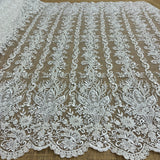Beaded Lace Fabric Ivory Mesh