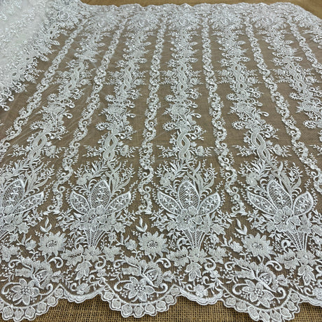 Beaded Lace Fabric Ivory Mesh