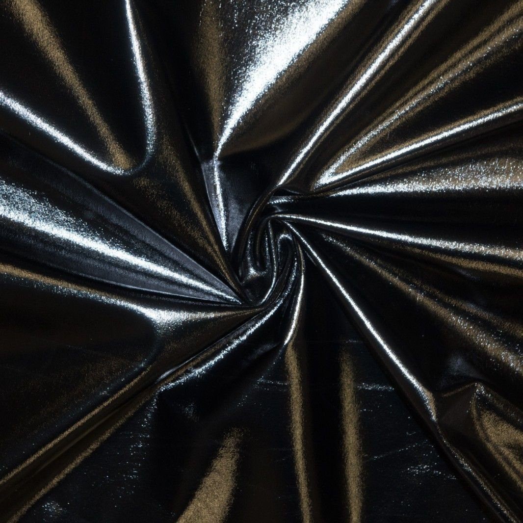 Black Spandex Lame Foil Stretch Metallic Fabric,