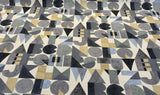 Block Letters Onyx Cotton Fabric - Beige Gray Dark Block Letters, 54" Width (1 Yard)