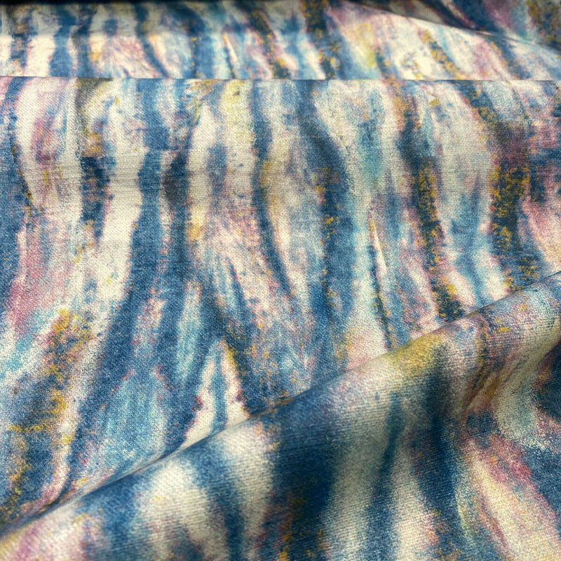 Waverly Blink Of An Eye 100 Percent Cotton Fabric - Sapphire Blue, Beige Blues And Pinks With Bronze Gold Accents, 54" Width, 13.50" Horizontal X 13.50" Vertical Repeat (1 Yard)