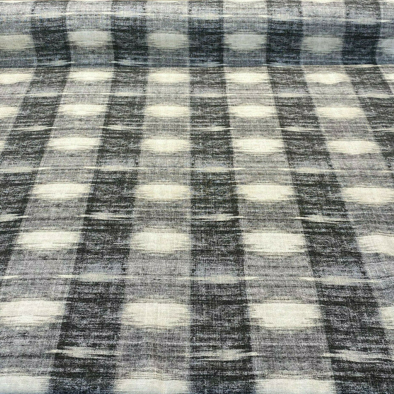 Waverly Sashika Linen Blend Fabric - Plaid, Cinder Gray/Black, 54" Width (By The Yard)