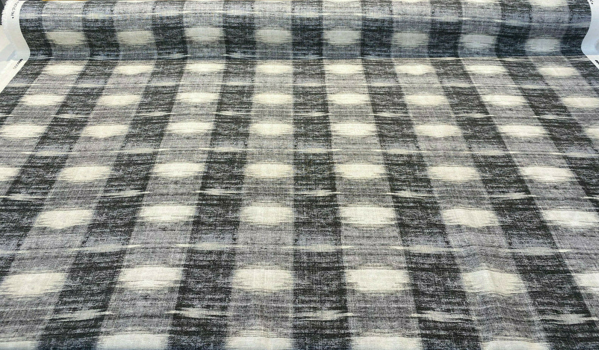 Waverly Sashika Linen Blend Fabric - Plaid, Cinder Gray/Black, 54" Width (By The Yard)