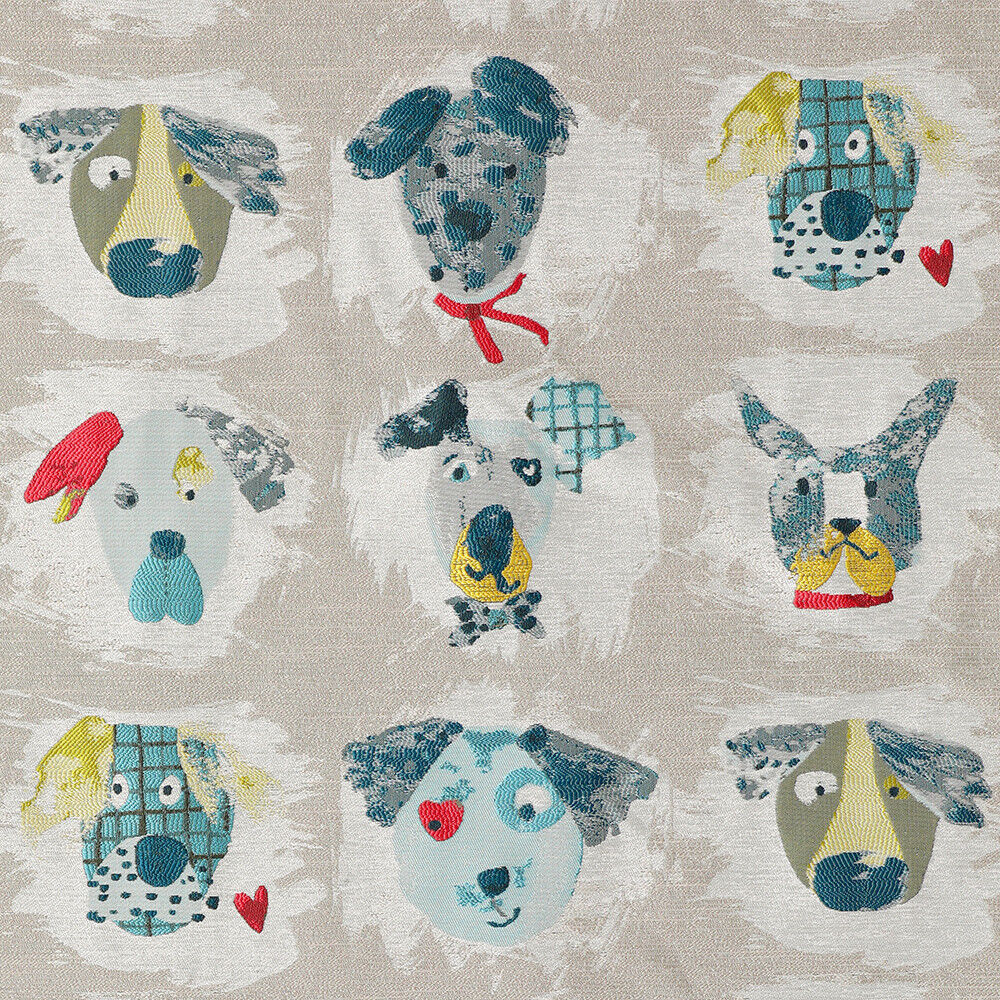 Dog Dogaholic Multi Polyester Fabric - Multicolored Dog Pattern, 54" Width (1 Yard)