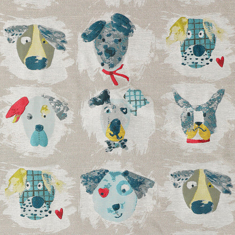 Dog Dogaholic Multi Polyester Fabric - Multicolored Dog Pattern, 54" Width (1 Yard)