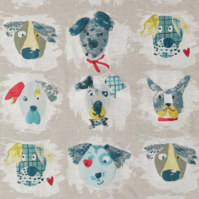 Dog Dogaholic Multi Polyester Fabric - Multicolored Dog Pattern, 54" Width (1 Yard)