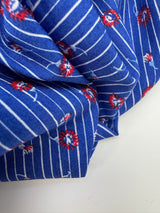 Italian Cotton Poplin Blue Printed Shirt Fabric