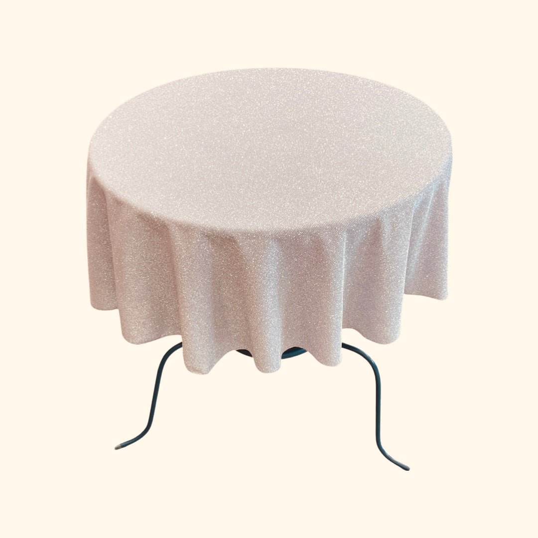 Glitter Shimmer Tablecloth Fabric - Full Covered Glitter Shimmer, 58" Round (1 Piece)