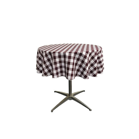 58" Round Tablecloth Polyester Fabric - Checkered Gingham Plaid, 58" Diameter (1 Piece)