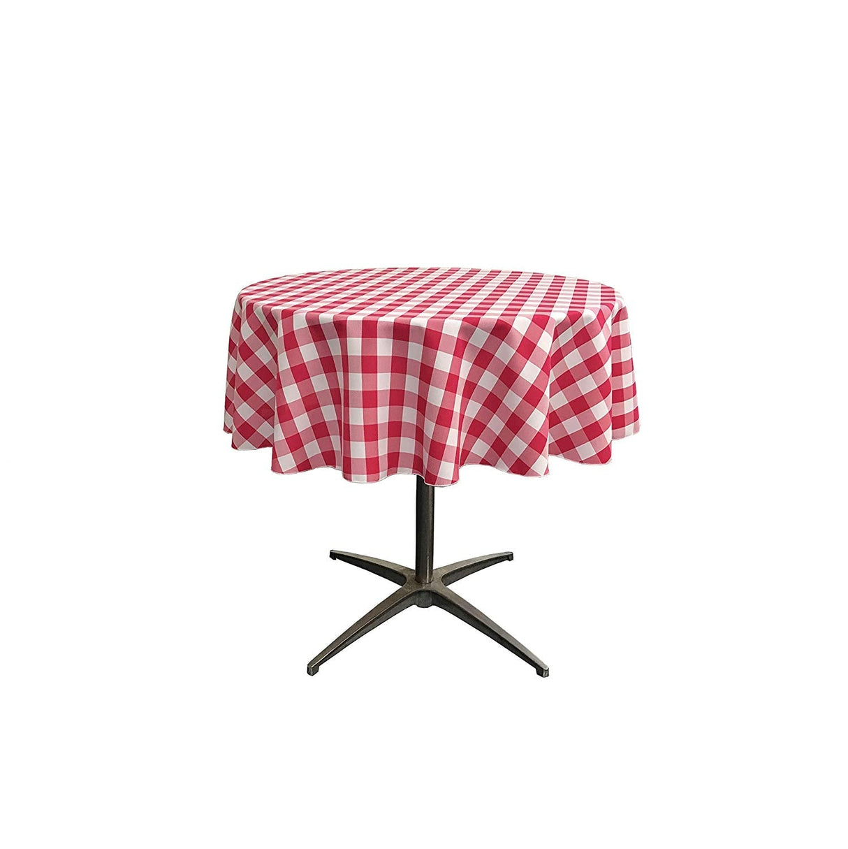 58" Round Tablecloth Polyester Fabric - Checkered Gingham Plaid, 58" Diameter (1 Piece)