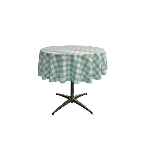 58" Round Tablecloth Polyester Fabric - Checkered Gingham Plaid, 58" Diameter (1 Piece)