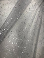 Silver Mirror Organza Fabric - Silver Foil Stars, 58" X 58" Square (1 Piece)