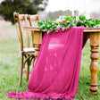 Extra Long Chiffon Wedding Table Runner Polyester Fabric - 58" Wide, Sheer, Serged Edge (1 Piece)