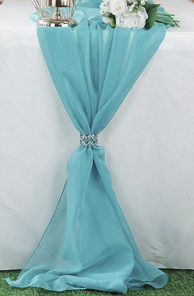 Extra Long Chiffon Wedding Table Runner Polyester Fabric - 58" Wide, Sheer, Serged Edge (1 Piece)