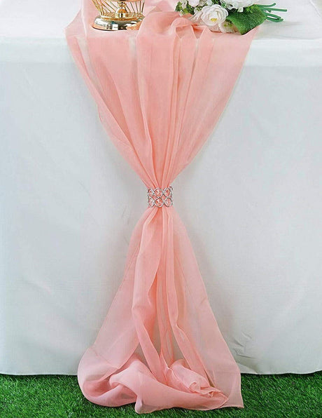 Extra Long Chiffon Wedding Table Runner Polyester Fabric - 58" Wide, Sheer, Serged Edge (1 Piece)