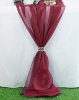 Extra Long Chiffon Wedding Table Runner Polyester Fabric - 58" Wide, Sheer, Serged Edge (1 Piece)